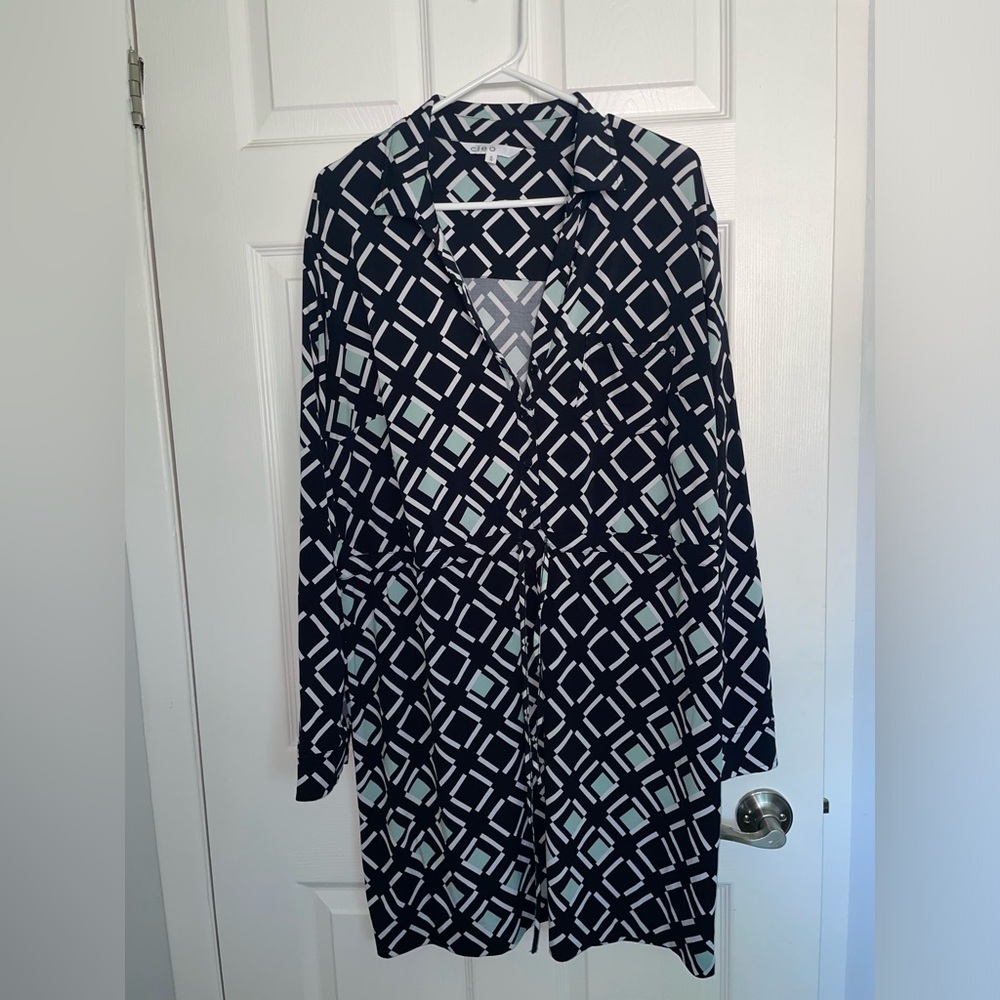 Cleo Long Sleeve, Straight Silhouette, Above-The-Knee Length Dress (Size XL)
